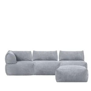 icon Tetra Fine Cord Charcoal Grey Modular Sofa Set (4 individual sections) - Combination Five