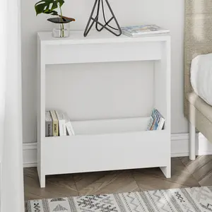 Beeler Modern Slim Compact Side Table White