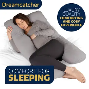 Dreamcatcher Pregnancy Pillow Micro Fleece U Shaped Maternity Support Pillow Grey