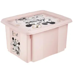 Keeeper Minnie Mouse Storage Box with Lid 24 Litre Nordic Pink