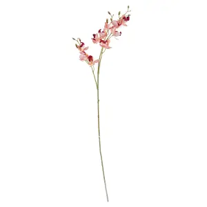 80cm Pink Artificial Mini Orchid Stem