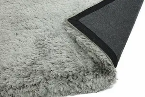 Handmade Rug, Luxurious Bedroom Rug, Easy to Clean Plain Dining Room Rug, Sparkle Rug, Silver Shaggy Rug-200cm X 300cm