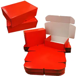 100 x Shiny Red (12" x 9" x 4") Coloured Cardboard Postal Shipping Mailing Die Cut Boxes