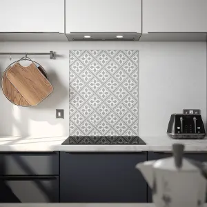 Laura Ashley Mr Jones Charcoal Geometric Glass Splashback, (H)750mm (W)600mm (T)6mm