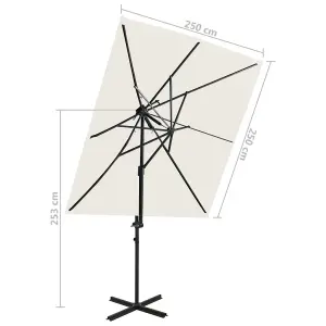 Berkfield Cantilever Umbrella with Double Top Sand 250x250 cm