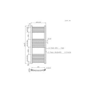 Rinse Modern Bathroom Heated Towel Rail Ladder Radiator 1000x400mm Curved for Bathroom Kitchen Anthracite