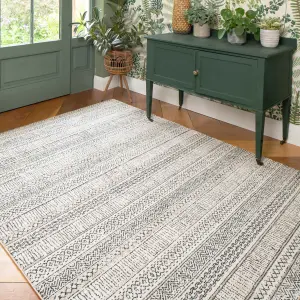 Grey Cream Moroccan Berber Aztec Tribal Living Area Rug 120x170cm