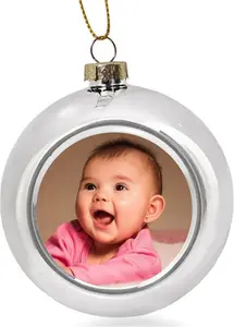 Personalised Photo Upload Silver Christmas Bauble