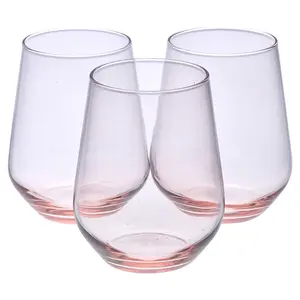 Queensway Home & Dining 425ml 6 Pcs Pink Coloured Tumbler Short Cocktails Juice Glasses