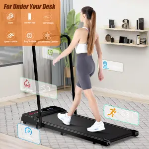 2 in 1 Folding Treadmill 1-6KM/H for Home Office-Black