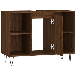 Berkfield Bathroom Cabinet Brown Oak 80x33x60 cm Engineered Wood