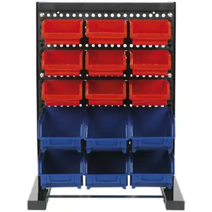 15 Tray / Bin Bench Mounted Parts Storage Rack - Garage & Warehouse Picking Unit