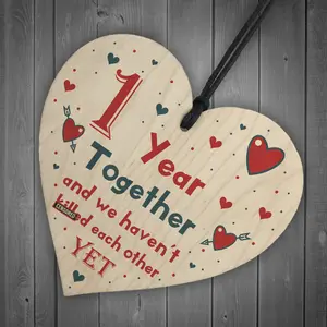 Funny Rude 1st Anniversary Gift For Husband Wife Gift For Him Her Wooden Heart