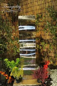 Small Stainless Steel Wave Modern Metal Solar Water Feature