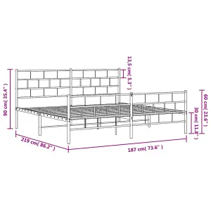 Berkfield Metal Bed Frame with Headboard and Footboard Black 183x213 cm