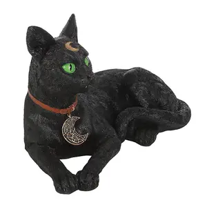 Something Different Laying Black Cat Figurine Black/Green (One Size)