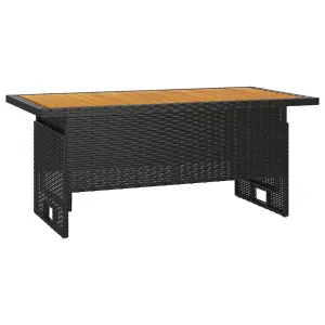 Berkfield Garden Table Black 100x50x43/63 cm Solid Wood Acacia&Poly Rattan