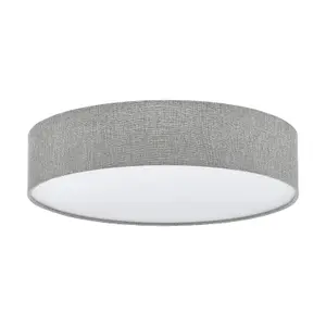 Flush Ceiling Light Colour White Shade Grey White Fabric Linen Bulb E27 3x60W