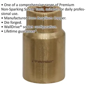 Premium 13mm Non-Sparking WallDrive Socket with 1/2 Inch Square Drive in Beryllium Copper