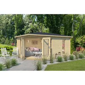 Edinburgh 15 x 9 Ft Tongue and Groove Corner Summer House Edinburgh 2 Natural