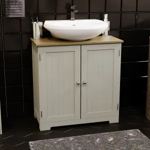 Bath Vida Priano Grey 2 Door Under Sink Bathroom Cabinet Freestanding Under Basin Storage