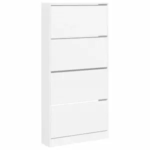 Berkfield Shoe Cabinet with 4 Flip-Drawers White 80x21x163.5 cm