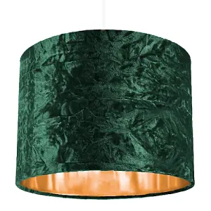 Modern Green Crushed Velvet 10 Table/Pendant Lampshade with Shiny Copper Inner