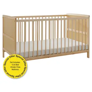  Cot Bed with Mattress Natural