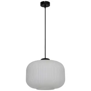 GoodHome Walgis White Chrome effect Pendant ceiling light, (Dia)300mm