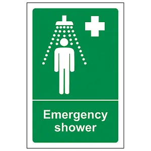 Emergency Shower Safe Condition Sign - Adhesive Vinyl - 200x300mm (x3)