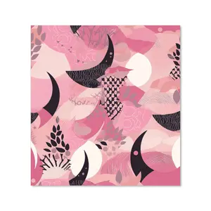 Abstract Pink Moon Pattern Premium Glass Kitchen Splashback W700mm x H650mm