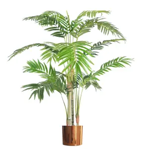 120cm (4ft) Premium Artificial Areca Palm with pot with Copper Metal Planter