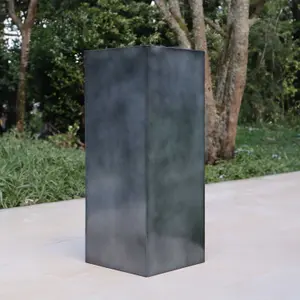 75cm Zinc Platinum Black Tall Square Planter