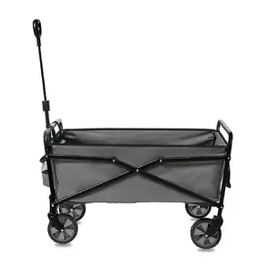 Wadan Grey Garden Trolley on Wheels - Heavy Duty Folding Cart Trolley with Adjustable Handle and 80Kg Weight Capacity