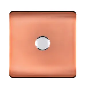 Trendi Switch 1 Gang 1 or 2 way 150w Rotary LED Dimmer Light Switch in Copper