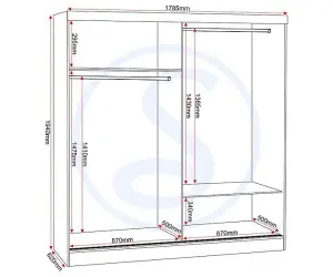 Nevada 2 Door Sliding Wardrobe with Mirror in Grey Gloss Finish