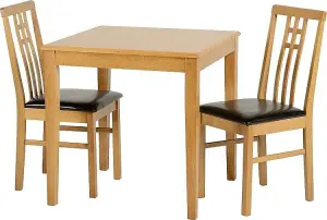 Vienna 2 Seater Dining Set Fixed Top in Medium Oak