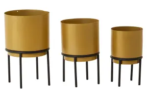 Interiors by Premier Avento Set Of Three Gold Finish Planters