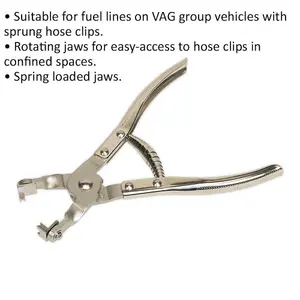 Premium Fuel Line Pliers with Rotating Spring-Loaded Jaws for VW Group Vehicles