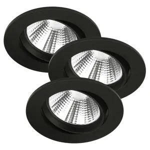 Nordlux Fremont 3-Kit IP23 2700K Indoor Kitchen Dining Hallway Downlight In Black (Height) 5.4cm