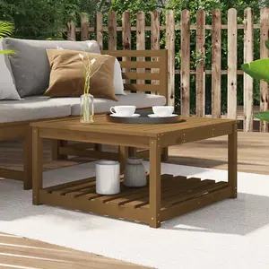 Berkfield Garden Table Honey Brown 82.5x82.5x45 cm Solid Wood Pine