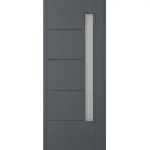 Linear 5 panel Frosted Glazed Shaker Anthracite External Panel Front door, (H)1981mm (W)838mm