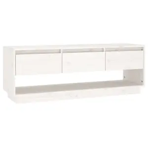 Berkfield TV Cabinet White 110.5x34x40 cm Solid Wood Pine