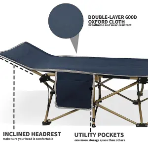 Portable Folding Camping Cot Outdoor Bedwith Carry Bag - Blue