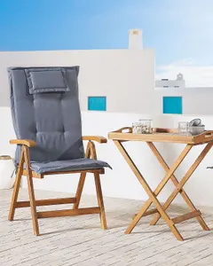 Set of 2 Garden Chairs with Cushions JAVA Acacia Wood Blue