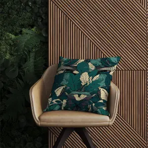 Green Beige Tropical Leaves Outdoor Cushion 60cm x 60cm