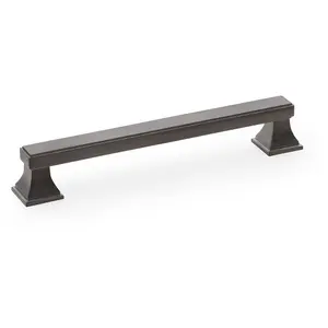 Chunky Square Pull Handle - Dark Bronze 160mm Centres SOLID BRASS Drawer Door