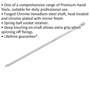 Premium 600mm Long Knurled Extension Bar with Spring-Ball Retainer