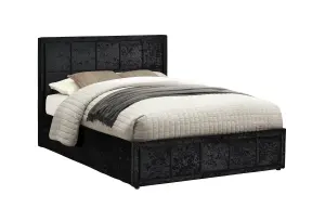 Birlea Hannover King Ottoman Bed Black Crushed Velvet