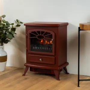 Focal Point ES 2000 1.8kW Gloss Burgundy Electric Stove (H)540mm (W)430mm